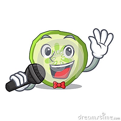 Singing mascot slice cucumber to cook vegetable Vector Illustration