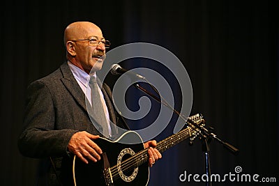 Singing performer author, poet, singer, musician, actor, guitarist and composer Alexander Rosenbaum. Editorial Stock Photo