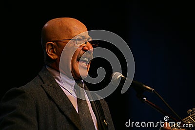 Singing performer author, poet, singer, musician, actor, guitarist and composer Alexander Rosenbaum. Editorial Stock Photo