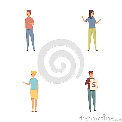 Singing practice icons set cartoon vector. Talented human having performing song Vector Illustration