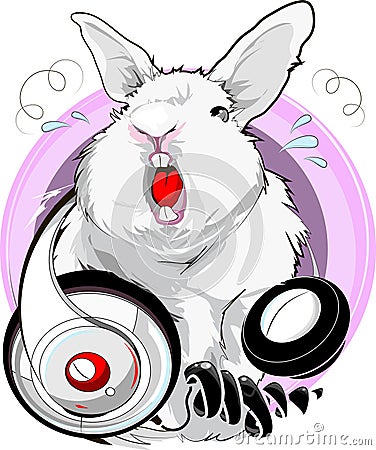 Singing rabbit Vector Illustration
