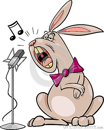 Singing rabbit cartoon illustration Vector Illustration