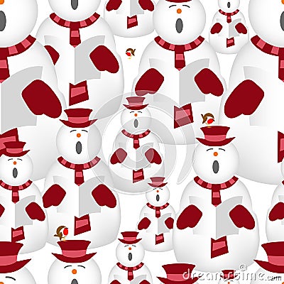 Singing snowman seamless background illustration Vector Illustration