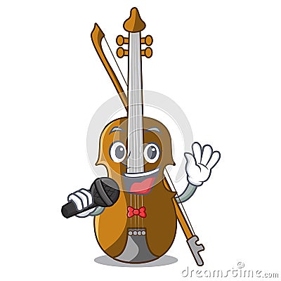 Singing violin in the cartoon music room Vector Illustration