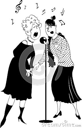 Singing women clip art Vector Illustration