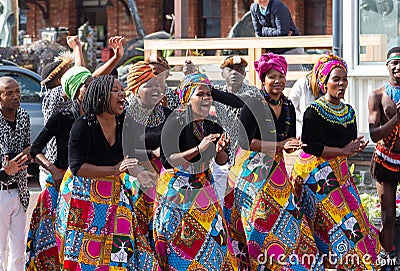 Singing women, street performace, Waterfront, Cape Town Editorial Stock Photo