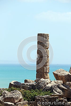 Single ancient doric greek column, selinunte Stock Photo