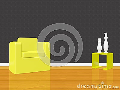 Single Arm Chair Sofa in Empty Room Stock Photo