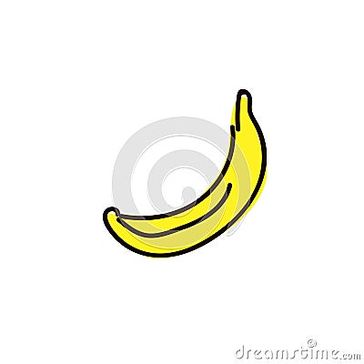 Single banana isolated pen style. flat iconic symbol Vector Illustration