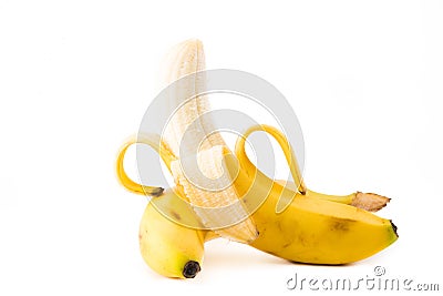 A single Banana peeled down Stock Photo