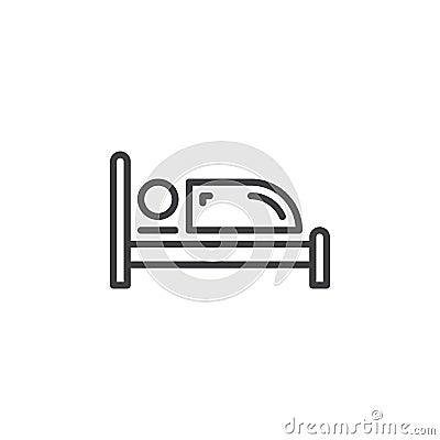 Single bed line icon, outline vector sign, linear pictogram isolated on white Vector Illustration