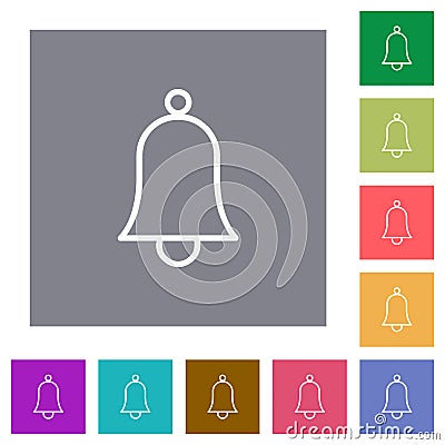 Single bell outline square flat icons Vector Illustration