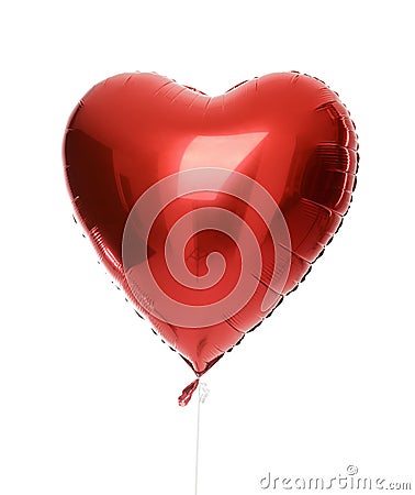 Single big red heart balloon object for birthday isolated Stock Photo