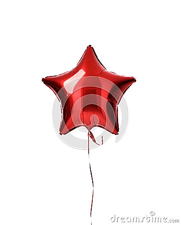 Single big red star balloon ballon object for birthday isolated Stock Photo