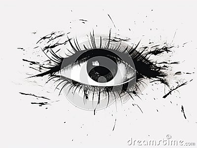 Stunning Contrast: The Isolated Beauty of a Single Black Eyelash on Pristine White Stock Photo