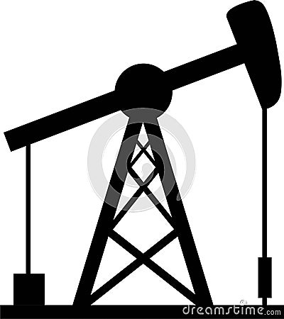 Single black Oil rig isolated on white Vector Illustration