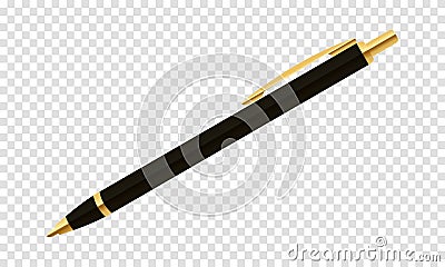 Single black vector ballpoint pen. Classic ballpoint pen. Vector illustration Vector Illustration