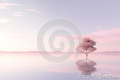 Single tree plant representing serenity and calmness. Generative AI Stock Photo