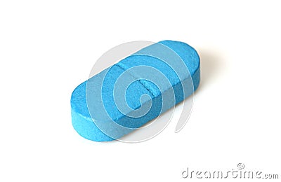 Single blue pill or tablet Stock Photo