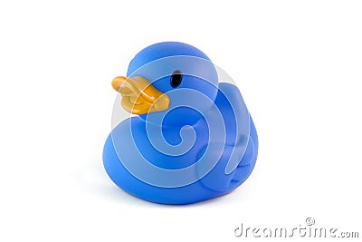 Single blue rubber duck Stock Photo