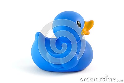 Single blue rubber duck Stock Photo