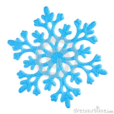 Single blue snowflake on white Stock Photo