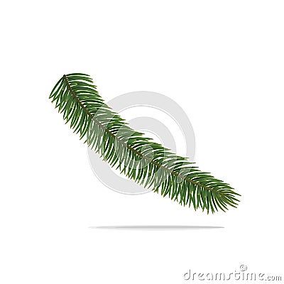 The single branch of the Christmas tree. Vector object on white Vector Illustration