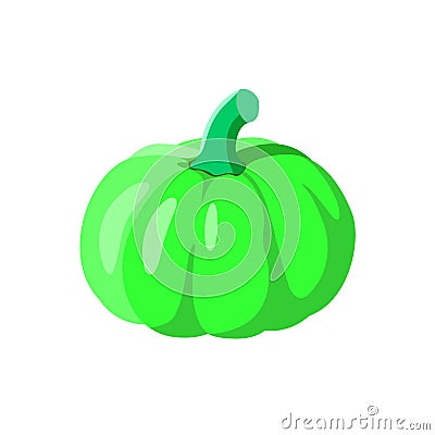 The single bright-green flat pumpkin Stock Photo