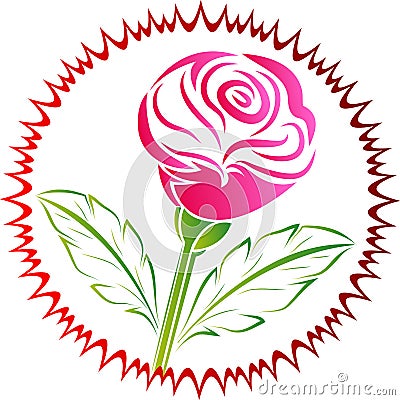 Single bright rose logo Vector Illustration