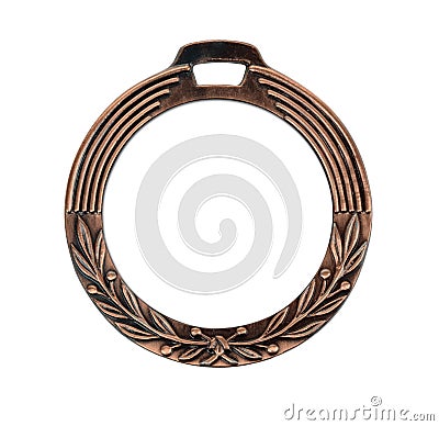 Single bronze medal with blank space Stock Photo