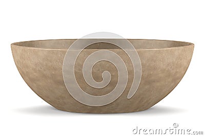 Single brown ceramic bowl isolated on white Stock Photo