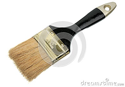 Single brush with black wood handle Stock Photo
