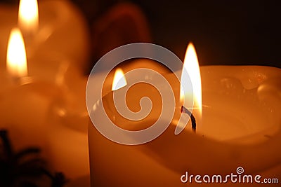 Single candle up close Stock Photo