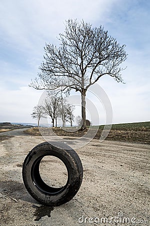 Single car tire Stock Photo