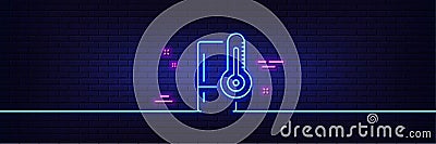 Single chamber refrigerator line icon. Fridge sign. Neon light glow effect. Vector Vector Illustration