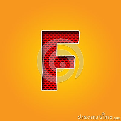Single Character F Font in Orange and Yellow color Cartoon Illustration