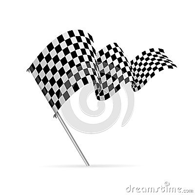 Single Checkered Racing Flag Avto. Vector Vector Illustration