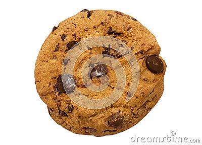 Single Chocolate Chip Cookie w/ Path Stock Photo