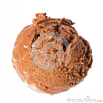 Single chocolate ice cream scoop Stock Photo