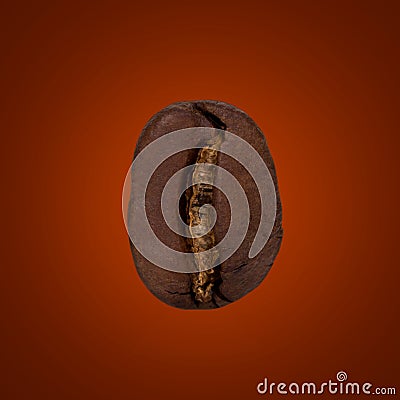 Single coffee bean on brown background. Stock Photo