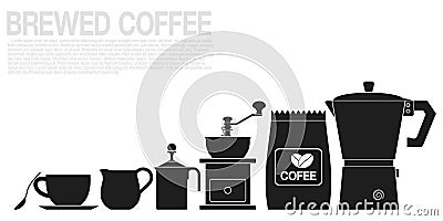 Single color icon of Brewed coffee equipment Vector Illustration