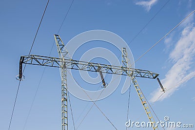Single common transmission line in Serbia Stock Photo