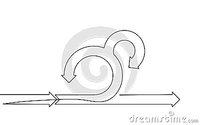 Single continuous line art agile development project lifecycle. Test system strategy concept. Circle arrow low poly Vector Illustration