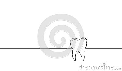 Single continuous line art anatomical human tooth silhouette. Healthy medicine against molar enamel root cavity concept Vector Illustration