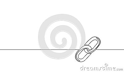 Single continuous line art blockchain link silhouette. Hyperlink sigh modern international communication security Vector Illustration