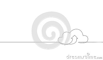 Single continuous line art cloud storage silhouette.Cloud computing global big data information web exchenge concept Vector Illustration