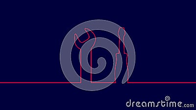 Single continuous line art screwdriver settings symbol silhouette. Computer service technology support design element Vector Illustration