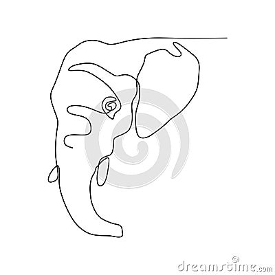 Single continuous line drawing of big cute elephant business logo identity Vector Illustration