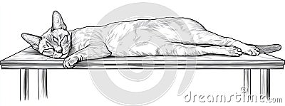 A single continuous line drawing creates a simple, linear design of a cat's profile, suitable for a logo or sketch Stock Photo