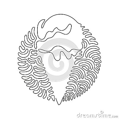Single continuous line drawing delicious ice creams in crispy cone waffles. Tasty sweet ice-cream. Cold summer desserts. Swirl Vector Illustration